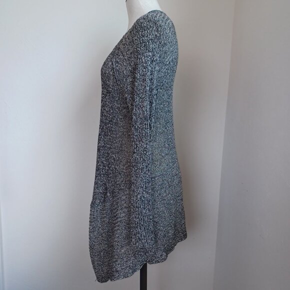 Eileen Fisher Cardigan Sweater Open Knit Linen Wool Blend Dark Neutral Womens L - Picture 7 of 13